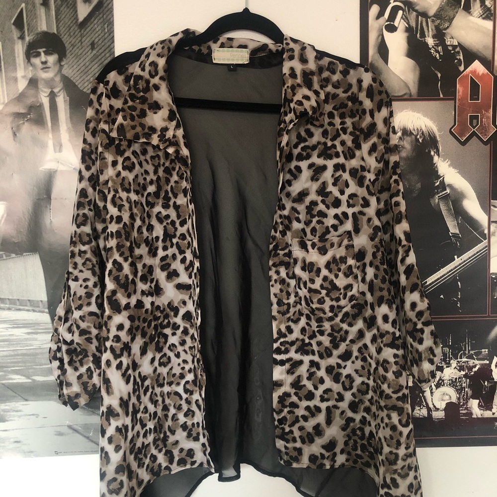 sheer rennes animal print cardigan sweater